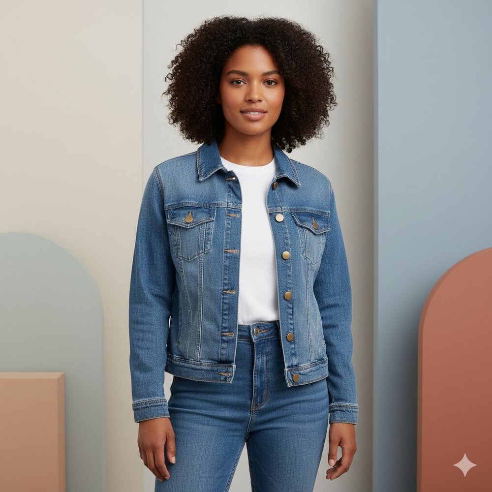 Wonder Nation Embroidered Start Denim Jean Jacket Kids size Xl (14/16 Plus )